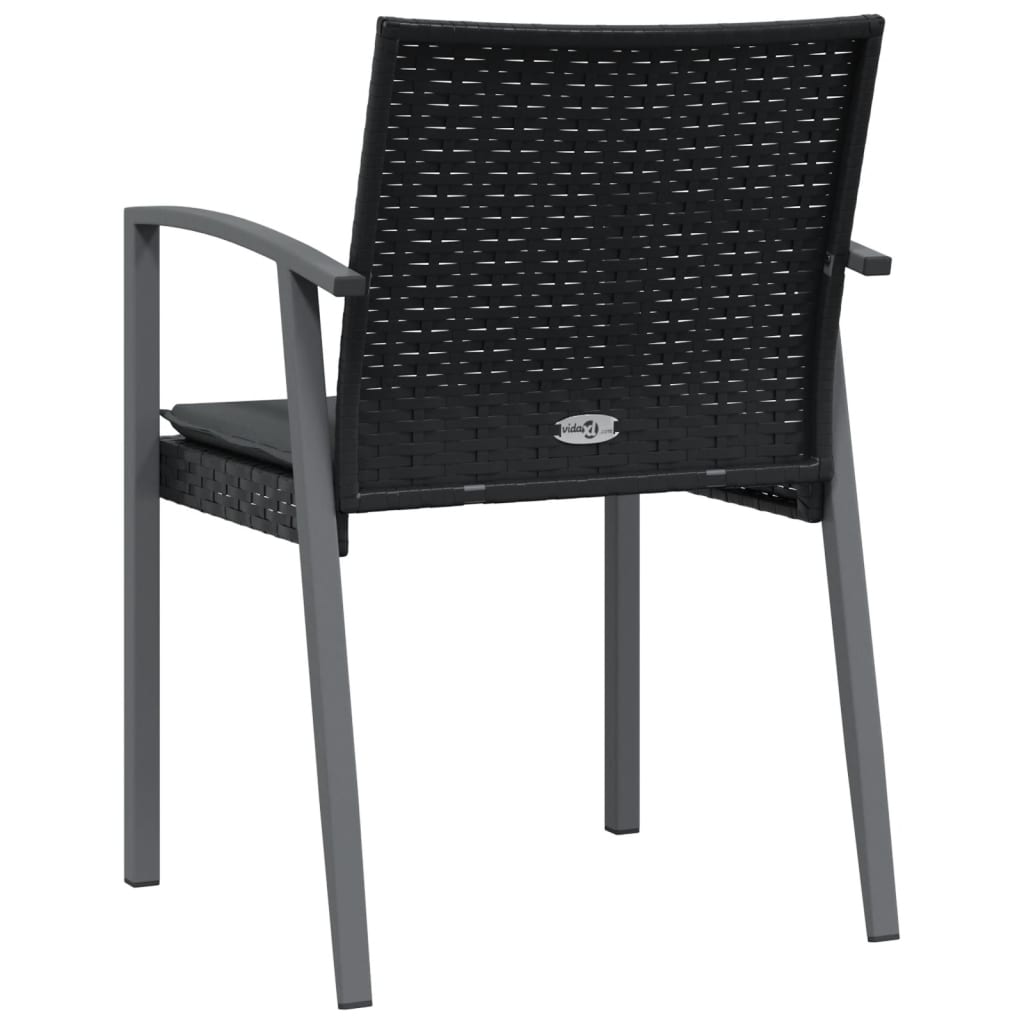 Vrtne stolice s jastucima 6 kom crne 56,5x57x83 cm poliratan