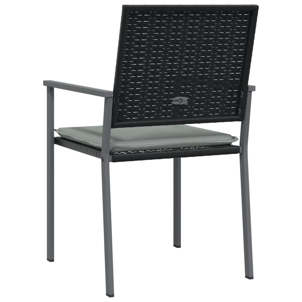 Vrtne stolice s jastucima 4 kom crne 54x62,5x89 cm poliratan