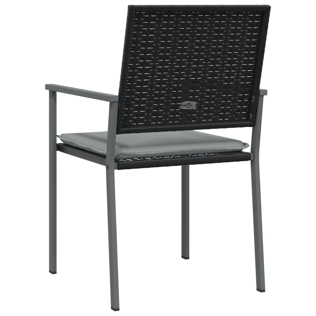Vrtne stolice s jastucima 6 kom crne 54x62,5x89 cm poliratan