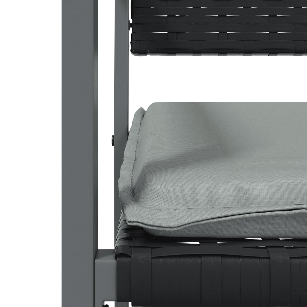 Vrtne stolice s jastucima 6 kom crne 54x62,5x89 cm poliratan