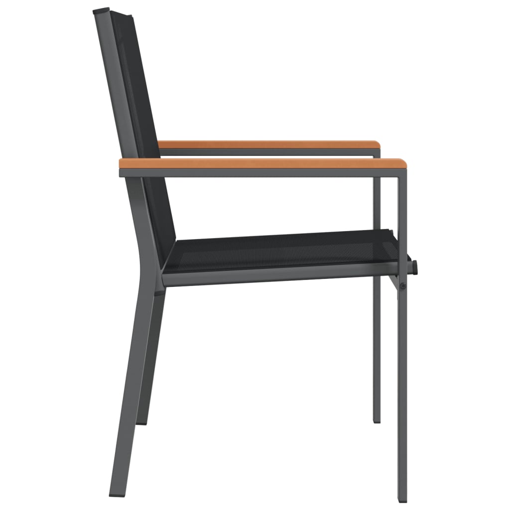 Vrtne stolice 4 kom crne 55 x 61,5 x 90 cm tekstilen i čelik