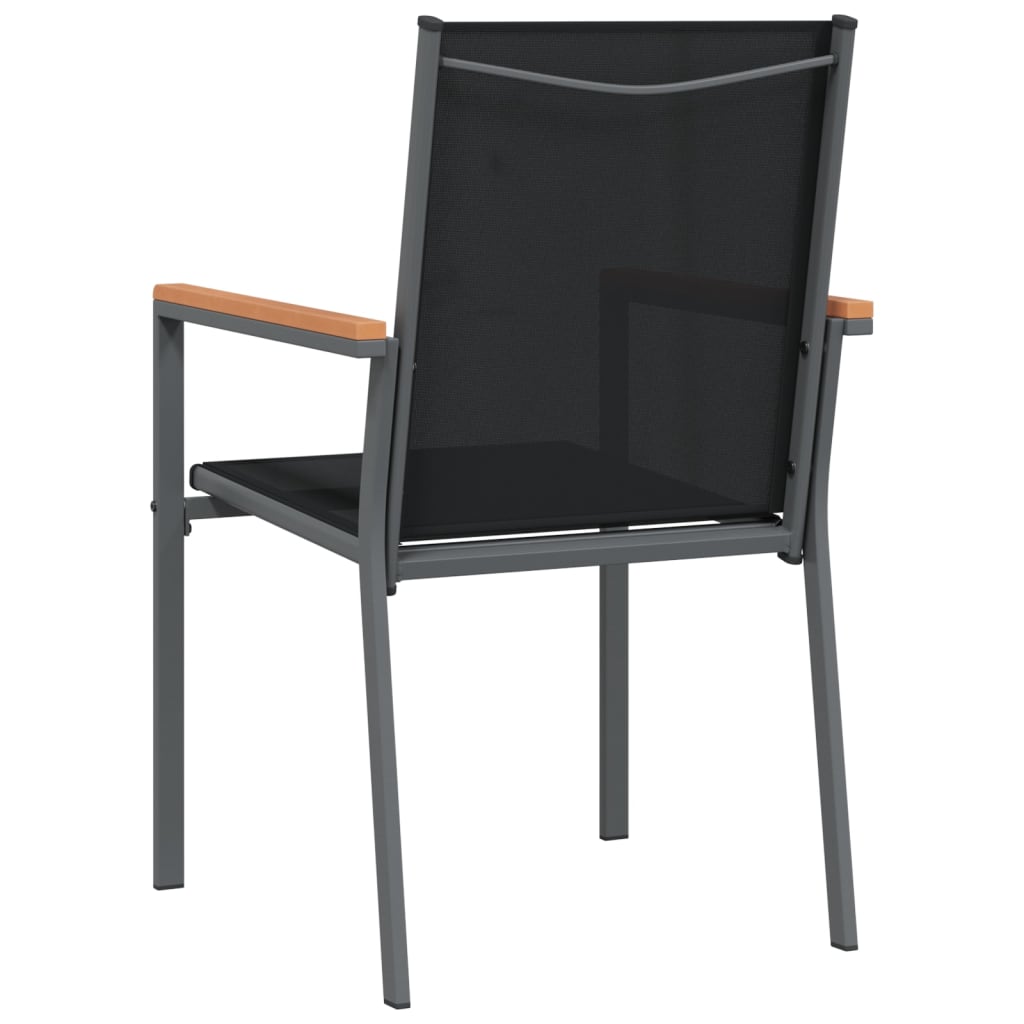 Vrtne stolice 4 kom crne 55 x 61,5 x 90 cm tekstilen i čelik
