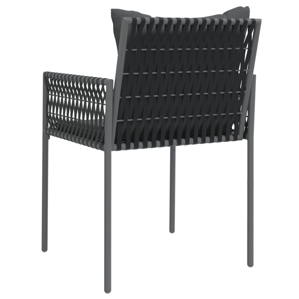 Vrtne stolice s jastucima 6 kom crne 54x61x83 cm od poliratana