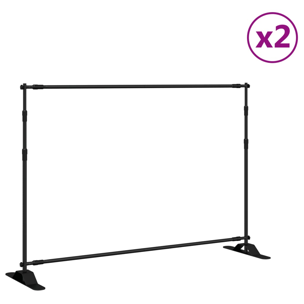 Stalci za pozadinu 2 kom crni 305 x 243 cm čelični