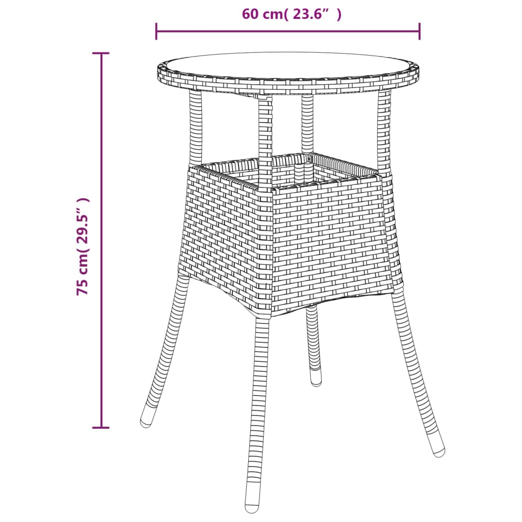 3-dijelni vrtni bistro set od poliratana s jastucima bež