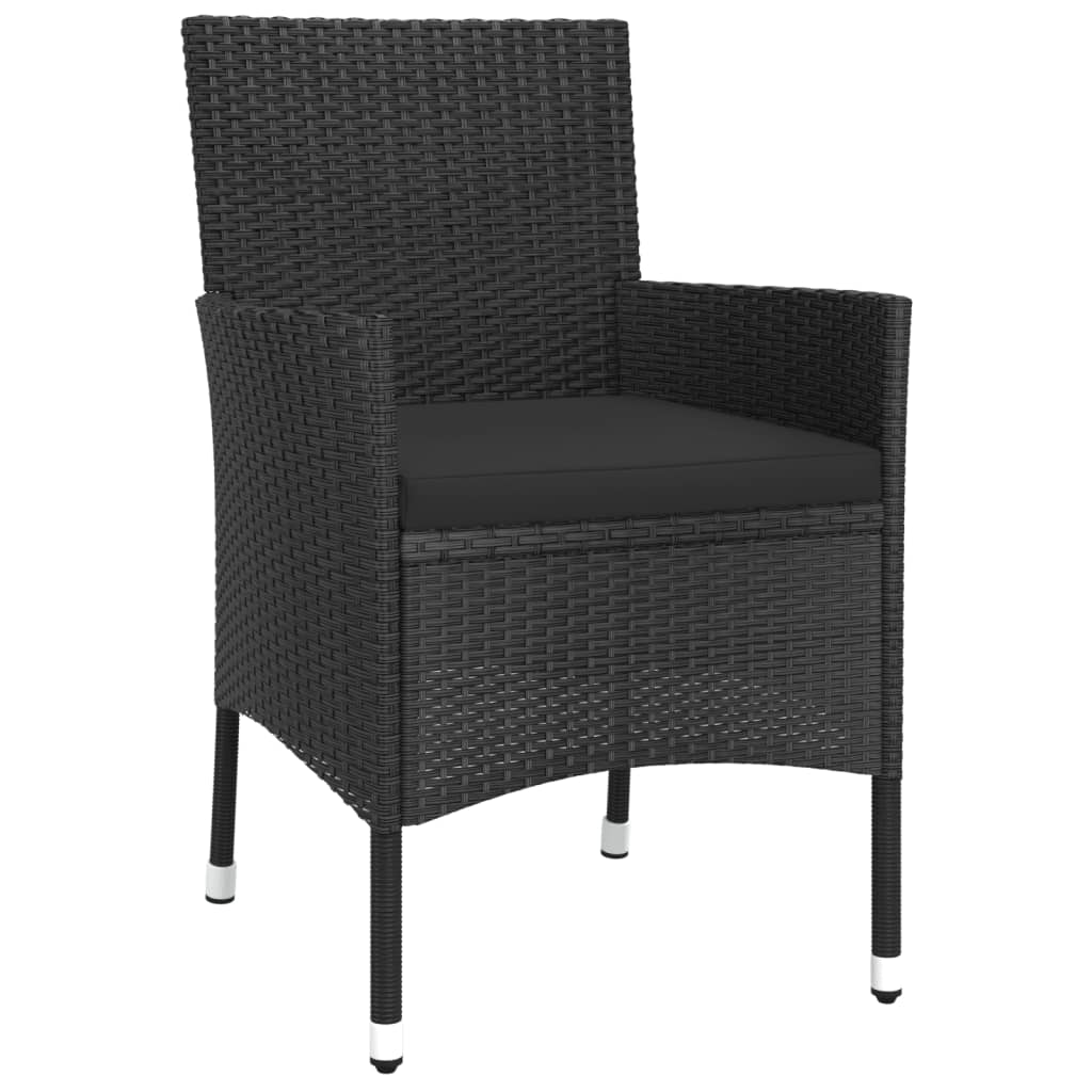 3-dijelni vrtni bistro set od poliratana s jastucima crni