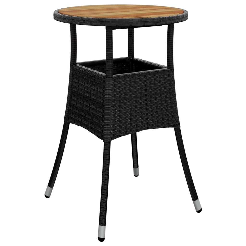 3-dijelni vrtni bistro set od poliratana s jastucima crni