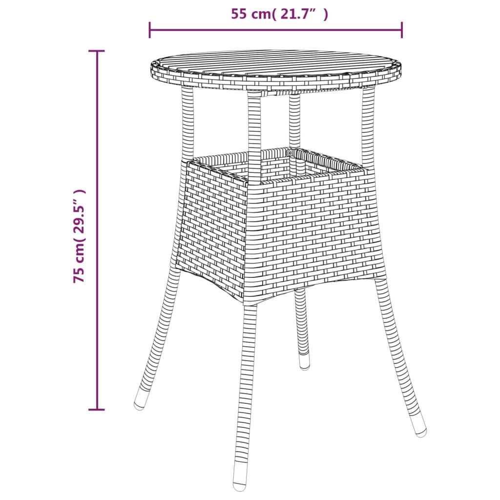 3-dijelni vrtni bistro set od poliratana s jastucima sivi