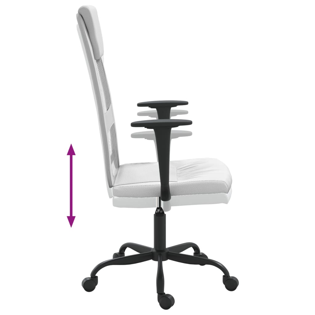 Uredska stolica podesive visine tkanina i umjetna koža bijela
