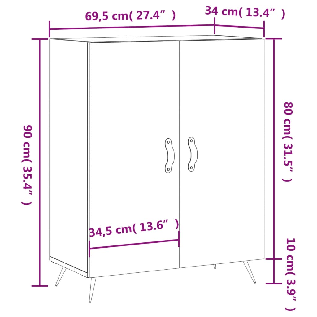 Komoda sjajna bijela 69,5x34x90 cm od konstruiranog drva