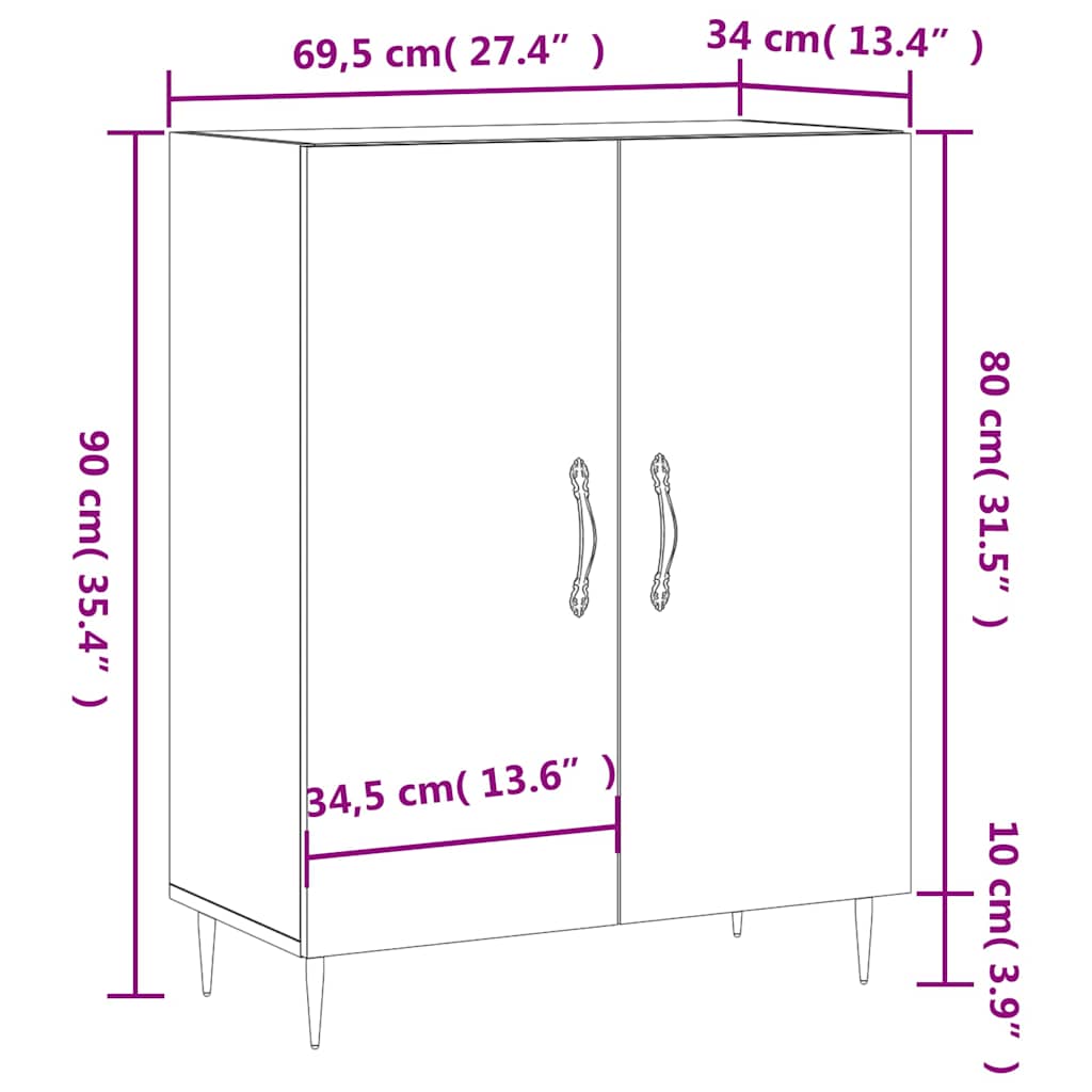 Komoda siva boja betona 69,5x34x90 cm od konstruiranog drva