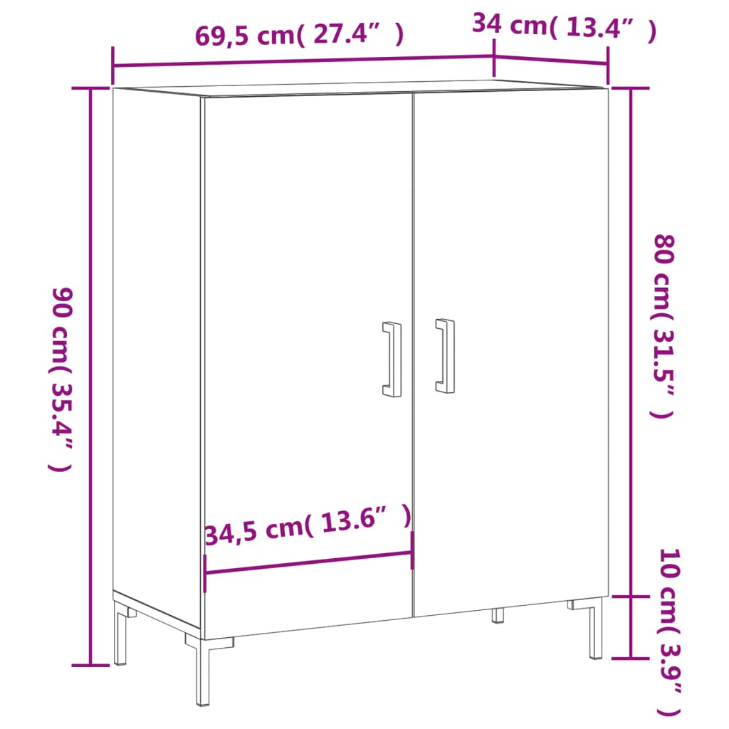 Komoda sjajna bijela 69,5x34x90 cm od konstruiranog drva