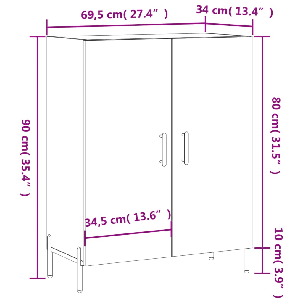 Komoda boja hrasta sonome 69,5x34x90 cm od konstruiranog drva