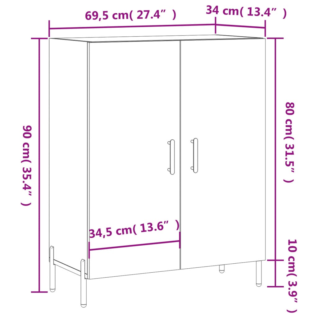 Komoda siva boja betona 69,5x34x90 cm od konstruiranog drva