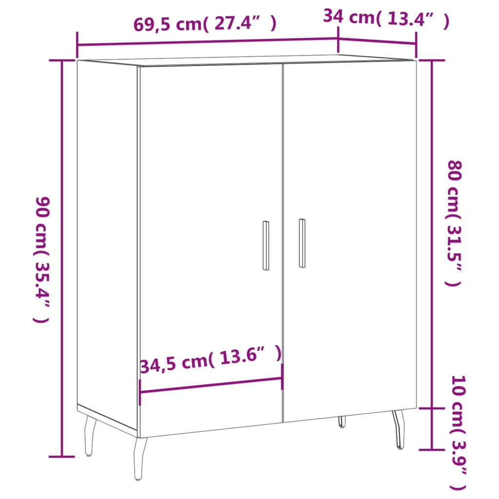 Komoda siva boja betona 69,5x34x90 cm od konstruiranog drva