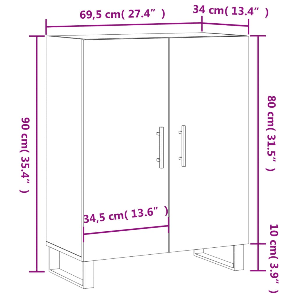 Komoda siva boja betona 69,5x34x90 cm od konstruiranog drva