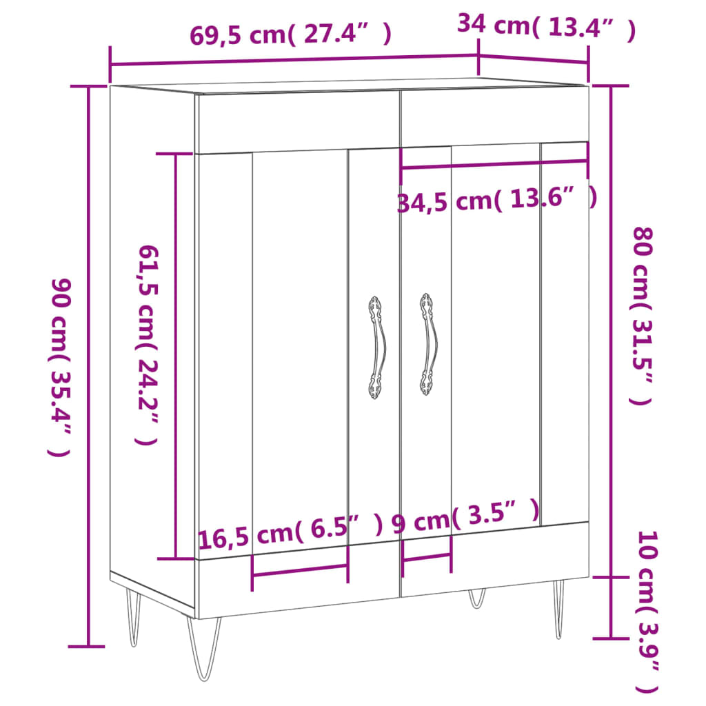 Komoda bijela 69,5x34x90 cm od konstruiranog drva