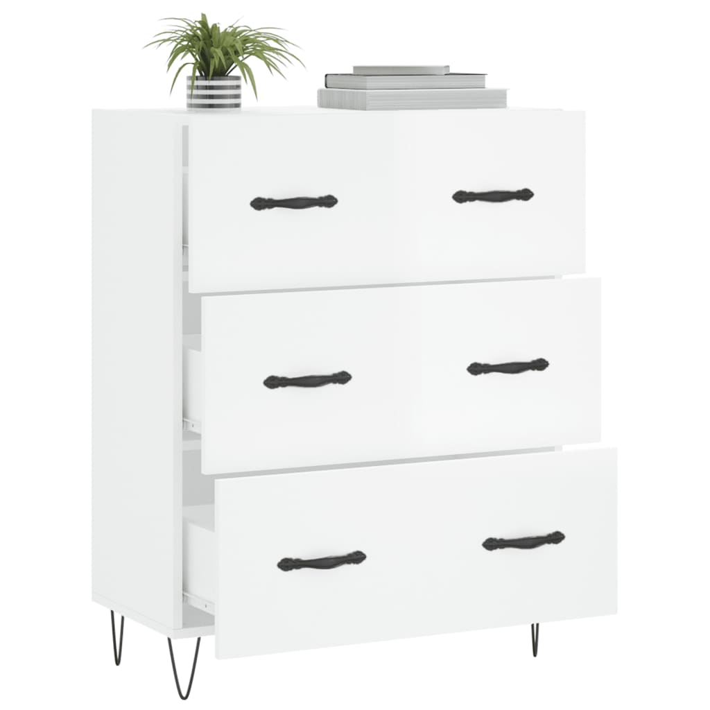 Komoda sjajna bijela 69,5x34x90 cm od konstruiranog drva