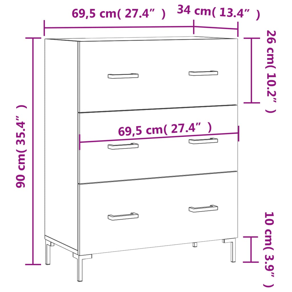 Komoda siva boja betona 69,5x34x90 cm od konstruiranog drva