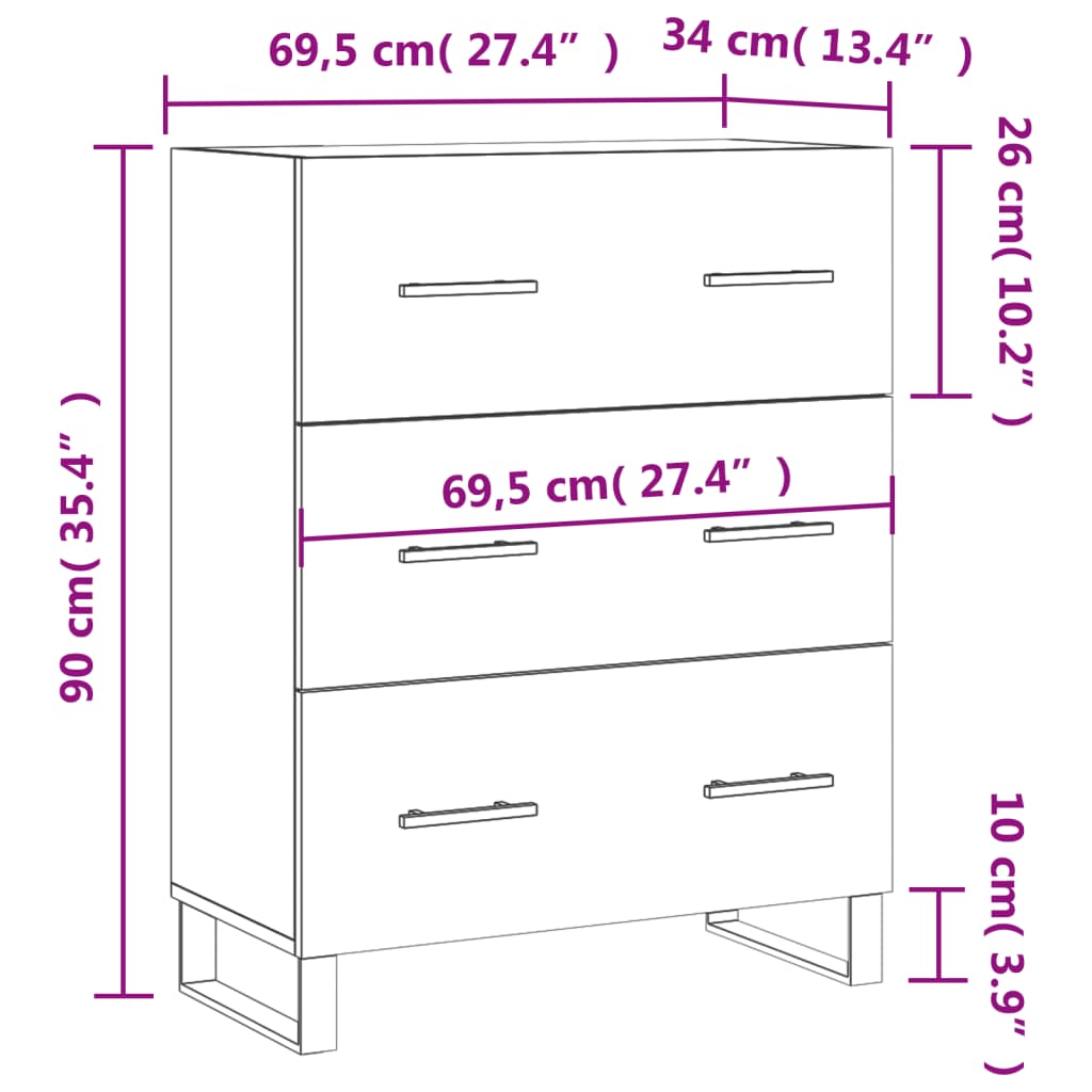 Komoda boja hrasta sonome 69,5 x 34 x 90 cm konstruirano drvo