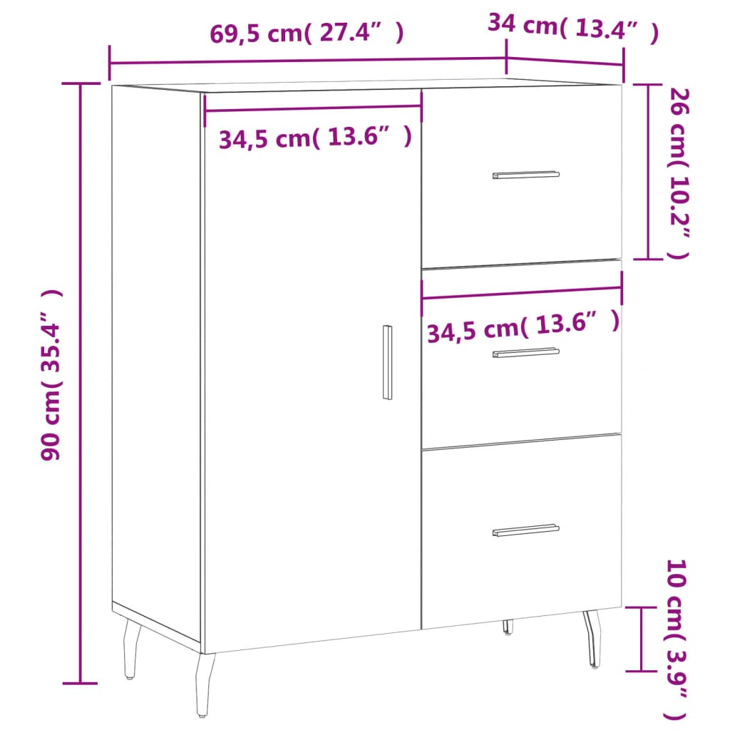Komoda boja hrasta sonome 69,5 x 34 x 90 cm konstruirano drvo