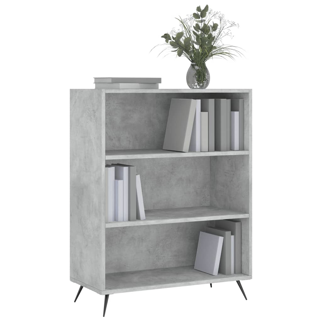 Regal za knjige boja betona 69,5x32,5x90 cm konstruirano drvo