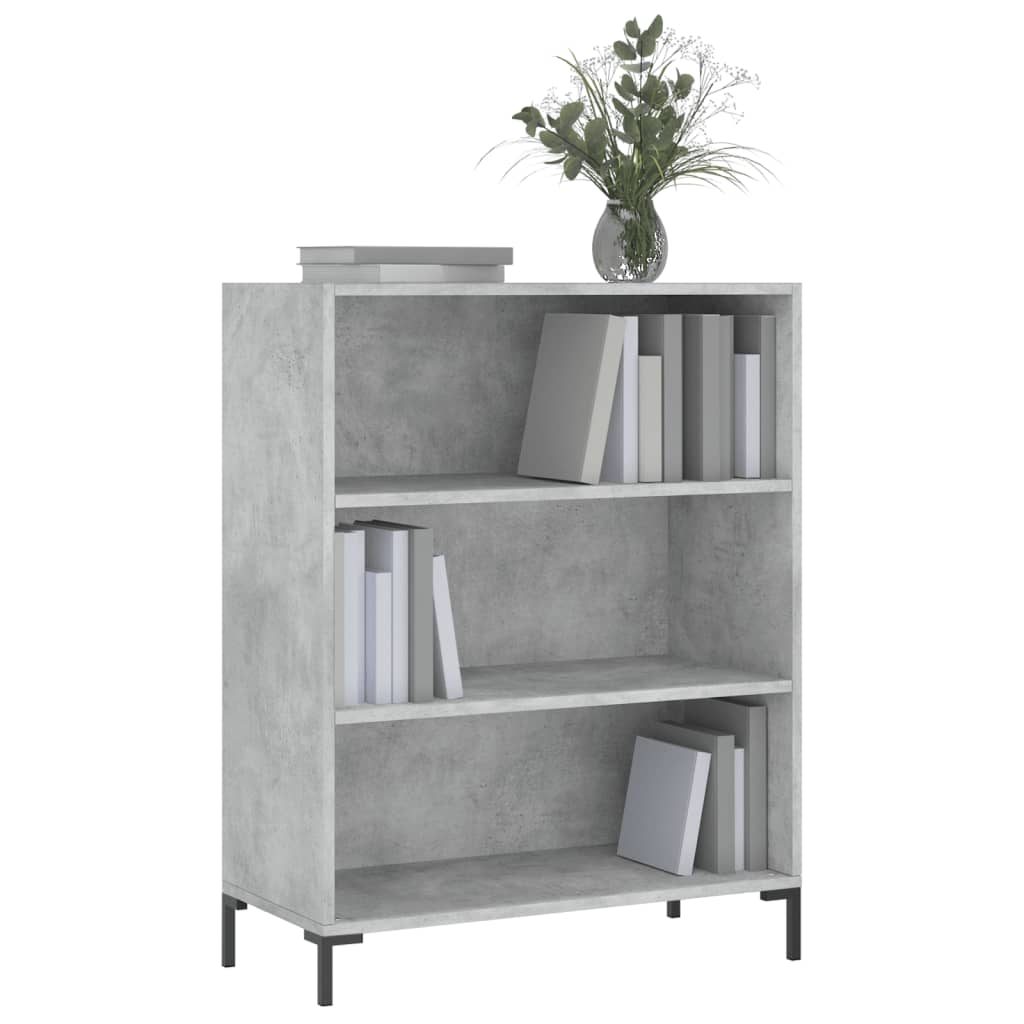 Regal za knjige boja betona 69,5x32,5x90 cm konstruirano drvo