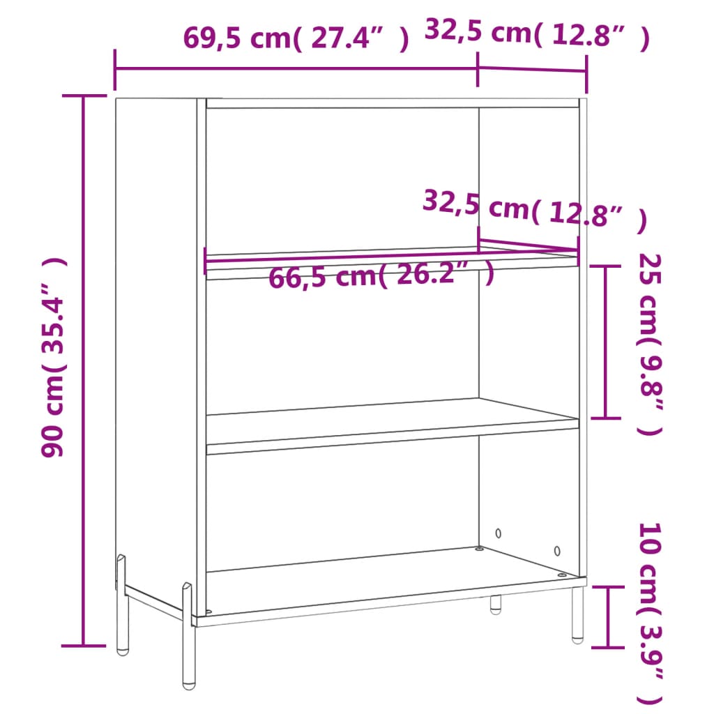 Ormarić s policama sjajni bijeli 69,5 x 32,5 x 90 cm drveni