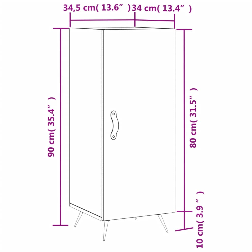 Komoda siva boja betona 34,5x34x90 cm od konstruiranog drva