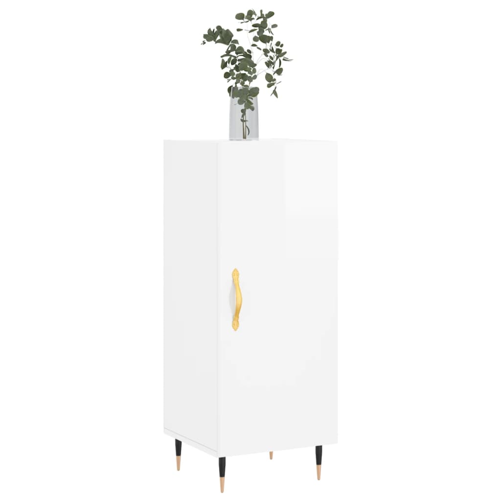 Komoda sjajna bijela 34,5 x 34 x 90 cm od konstruiranog drva