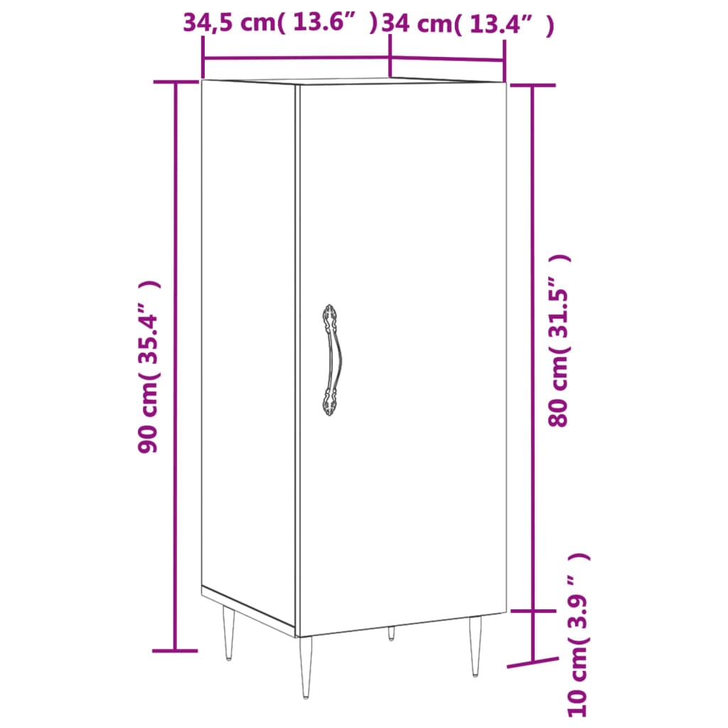 Komoda siva boja betona 34,5x34x90 cm od konstruiranog drva