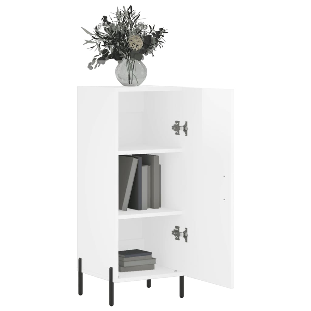 Komoda sjajna bijela 34,5 x 34 x 90 cm od konstruiranog drva