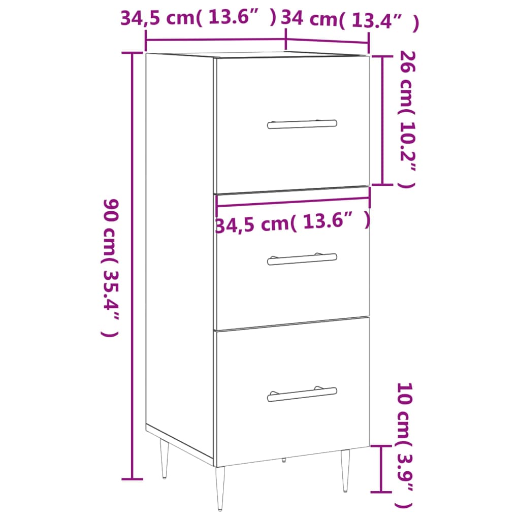 Komoda boja hrasta sonome 34,5x34x90 cm od konstruiranog drva