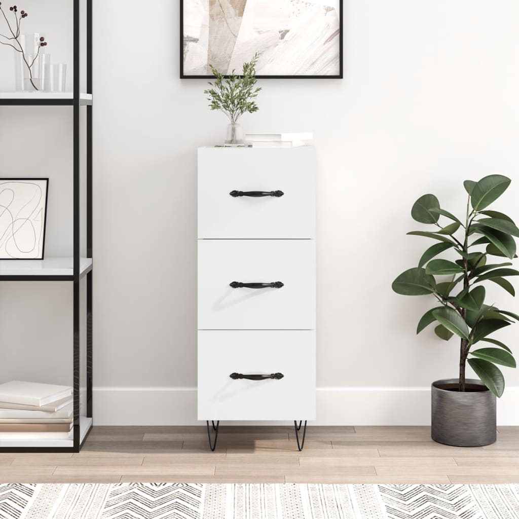 Komoda sjajna bijela 34,5 x 34 x 90 cm od konstruiranog drva