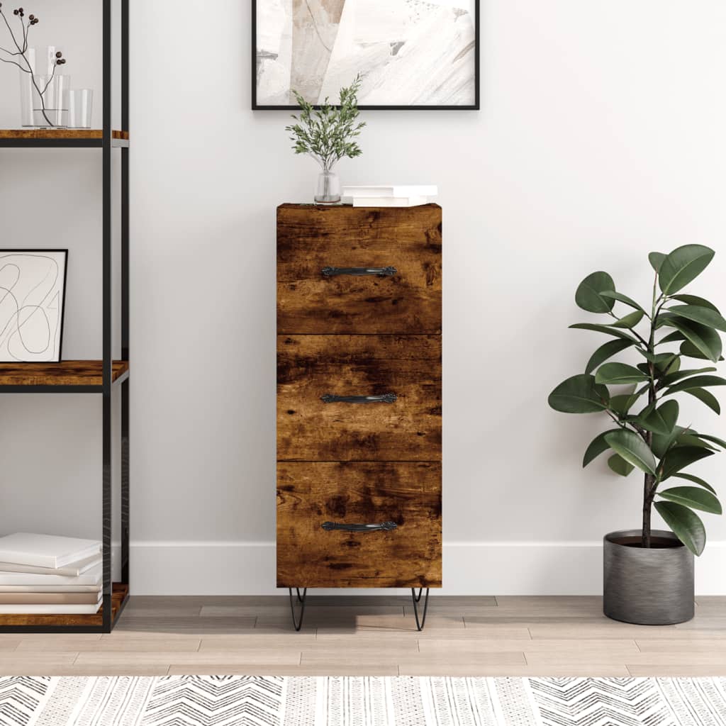 Komoda boja dimljenog hrasta 34,5x34x90 cm konstruirano drvo