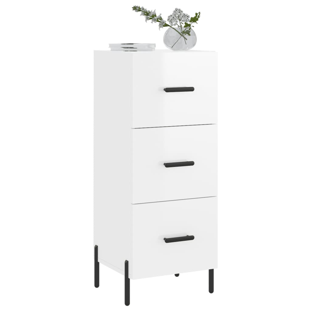 Komoda sjajna bijela 34,5 x 34 x 90 cm od konstruiranog drva