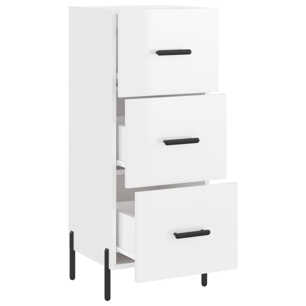 Komoda sjajna bijela 34,5 x 34 x 90 cm od konstruiranog drva