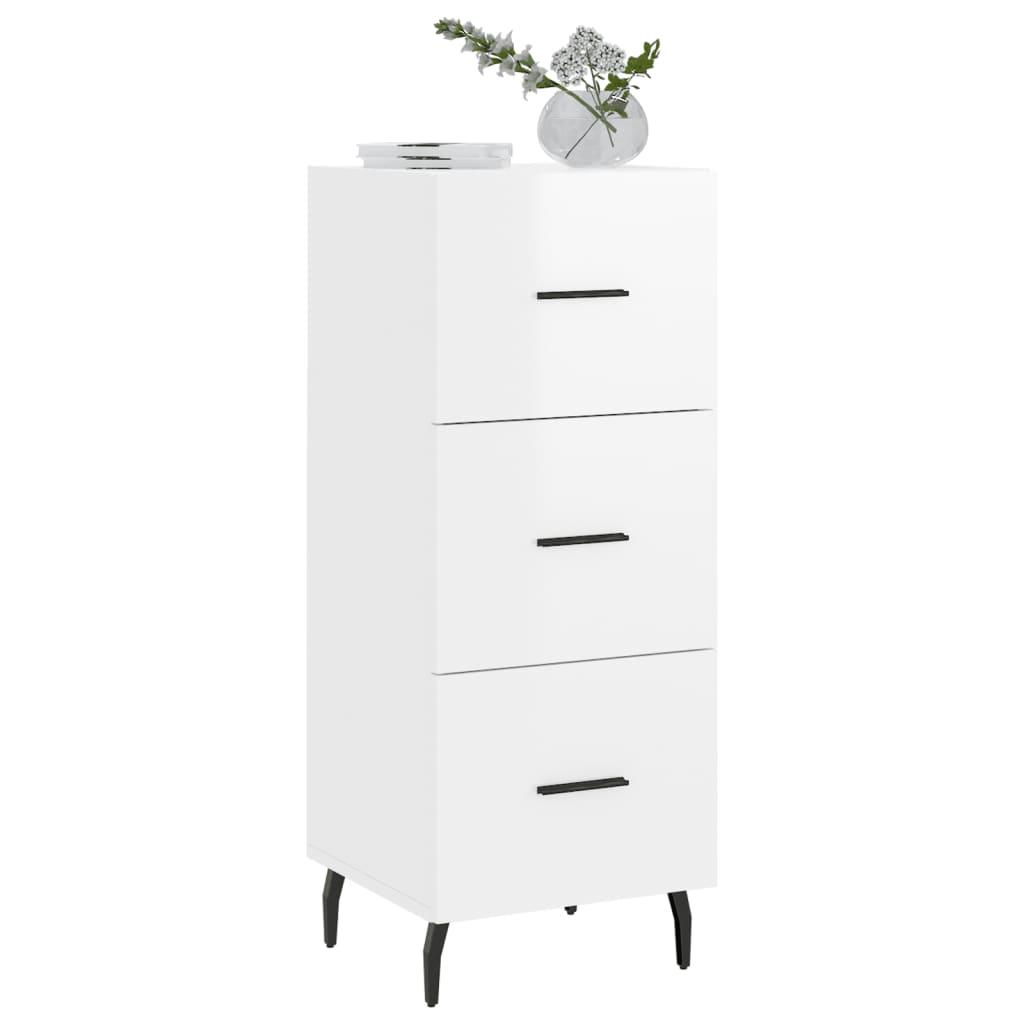 Komoda sjajna bijela 34,5 x 34 x 90 cm od konstruiranog drva