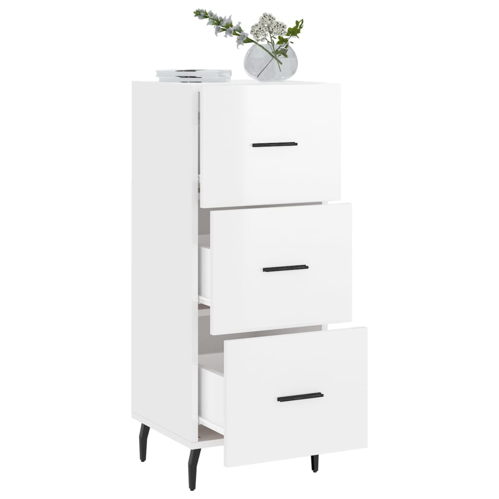 Komoda sjajna bijela 34,5 x 34 x 90 cm od konstruiranog drva