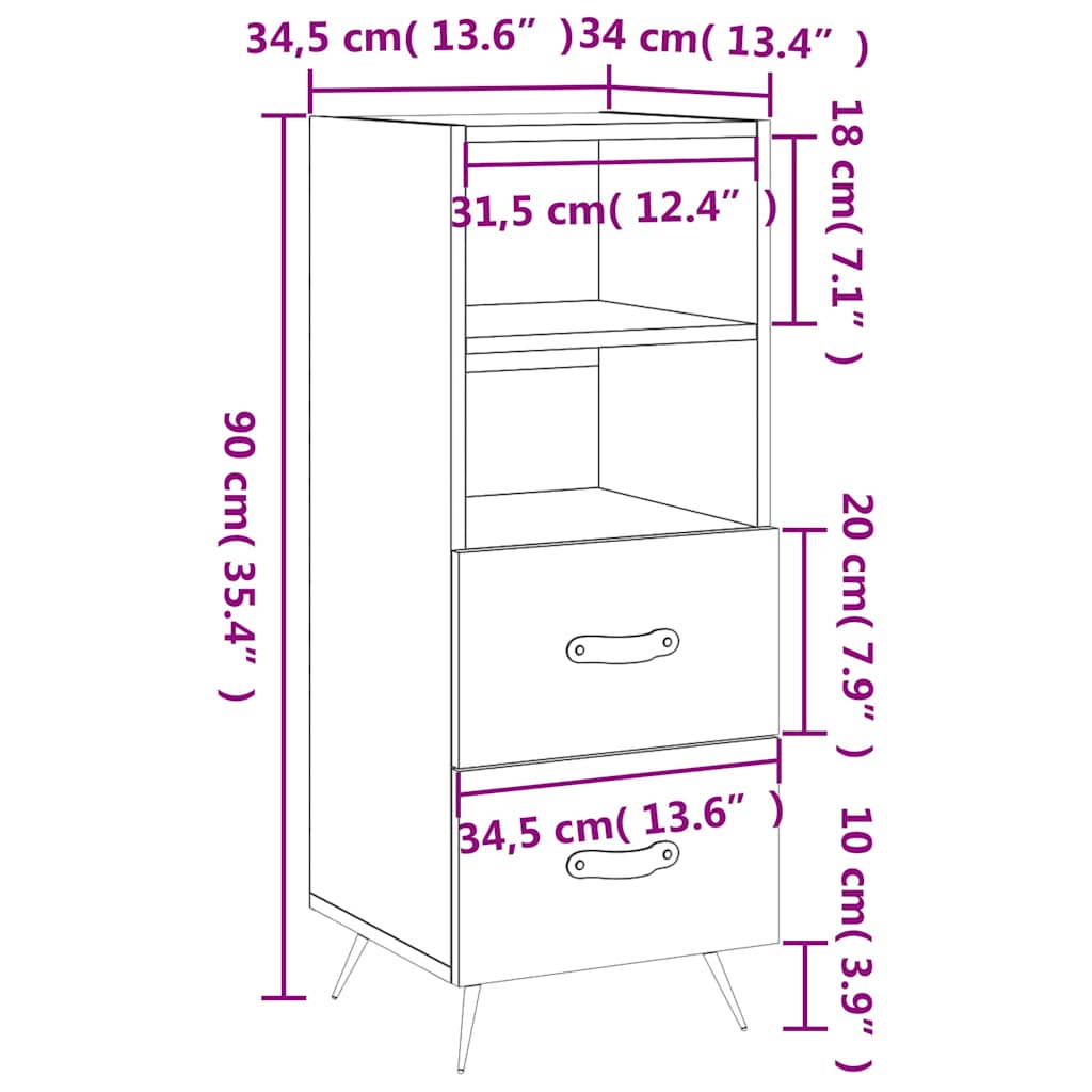 Komoda crna 34,5 x 34 x 90 cm od konstruiranog drva