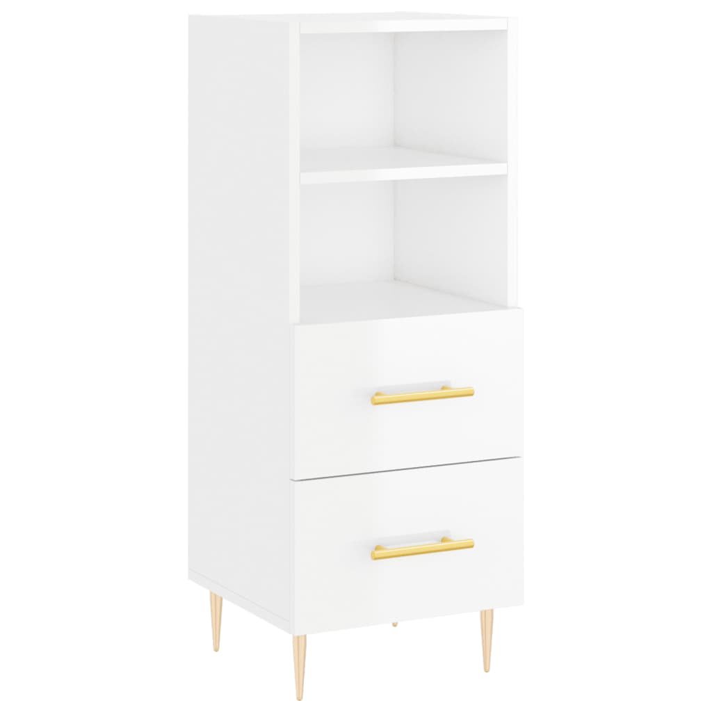 Komoda sjajna bijela 34,5 x 34 x 90 cm od konstruiranog drva