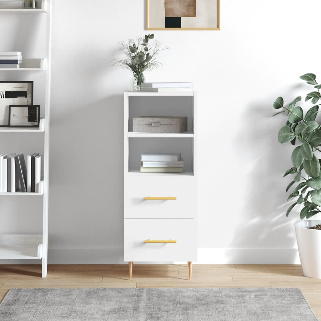 Komoda sjajna bijela 34,5 x 34 x 90 cm od konstruiranog drva