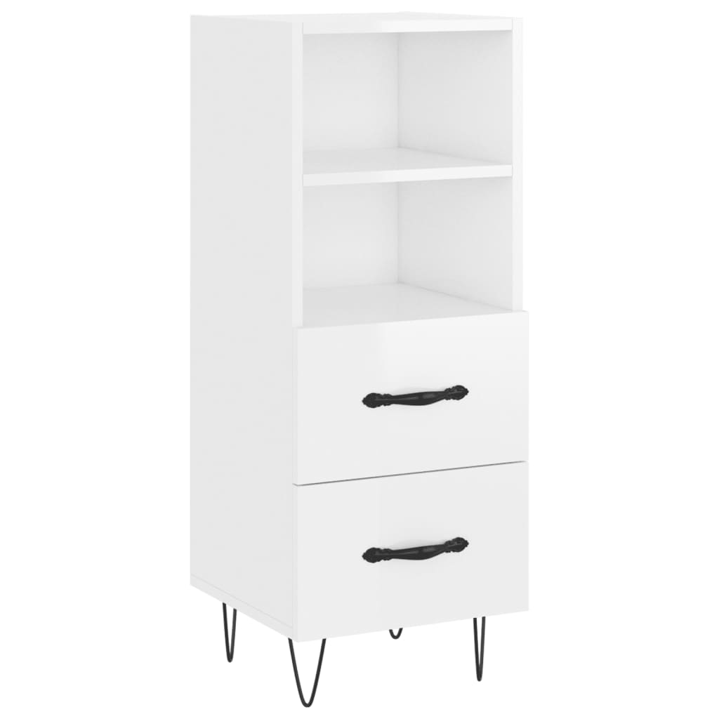 Komoda sjajna bijela 34,5 x 34 x 90 cm od konstruiranog drva