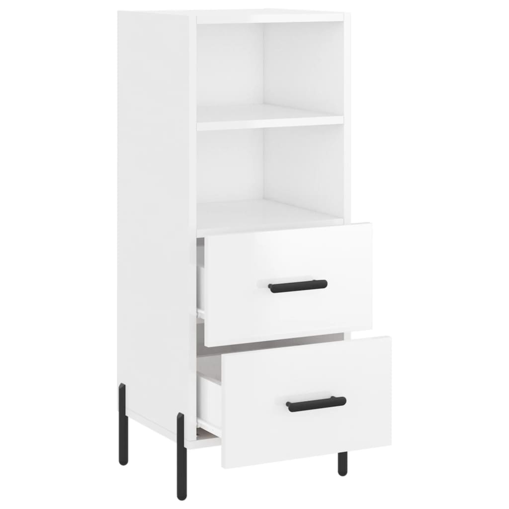 Komoda sjajna bijela 34,5 x 34 x 90 cm od konstruiranog drva