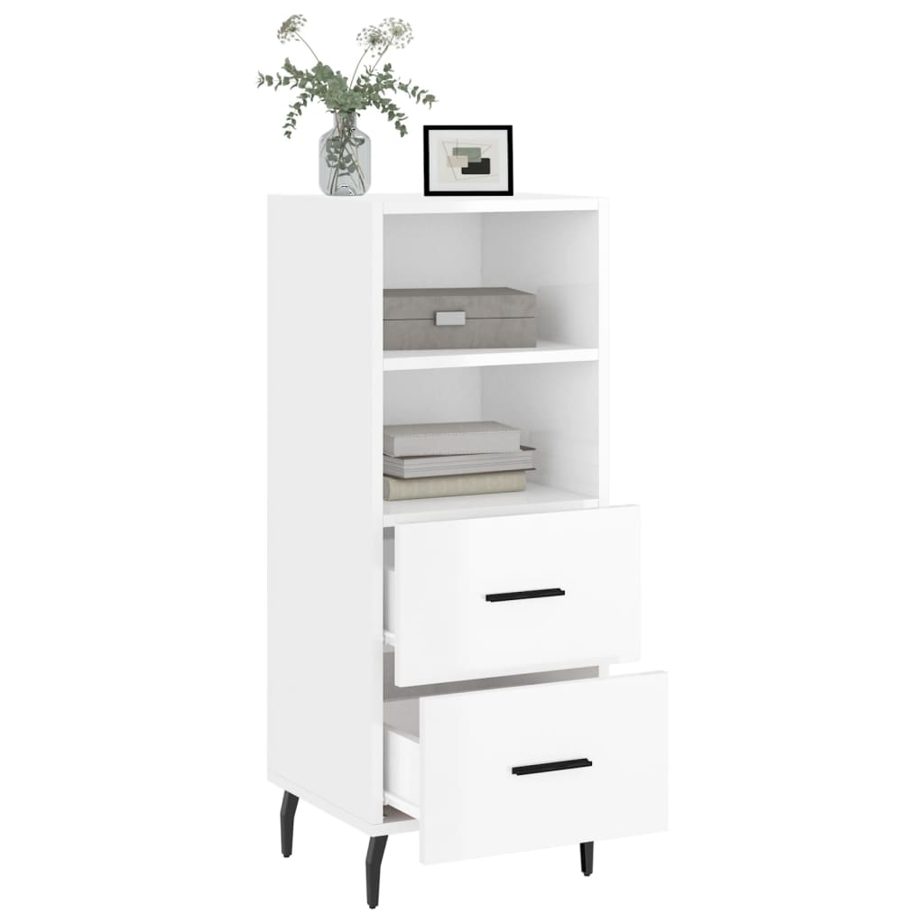 Komoda sjajna bijela 34,5 x 34 x 90 cm od konstruiranog drva