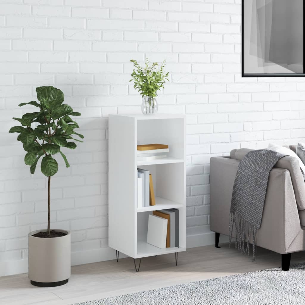 Komoda sjajna bijela 34,5 x 32,5 x 90 cm od konstruiranog drva