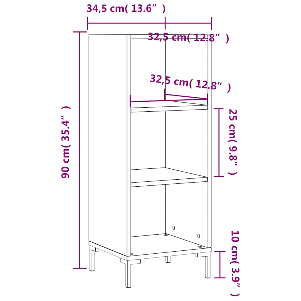 Komoda crna 34,5 x 32,5 x 90 cm od konstruiranog drva