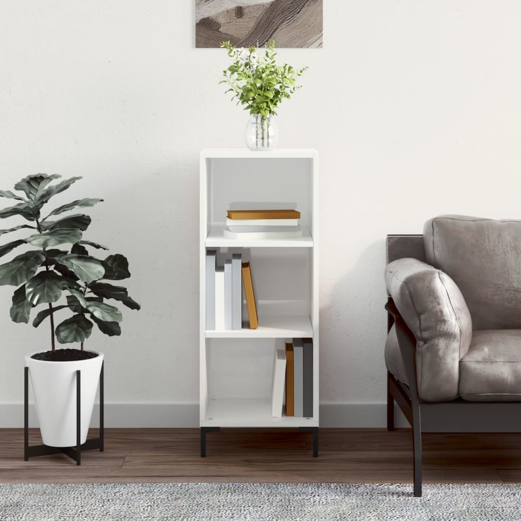 Komoda sjajna bijela 34,5 x 32,5 x 90 cm od konstruiranog drva
