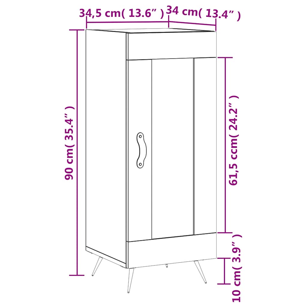 Komoda crna 34,5 x 34 x 90 cm od konstruiranog drva