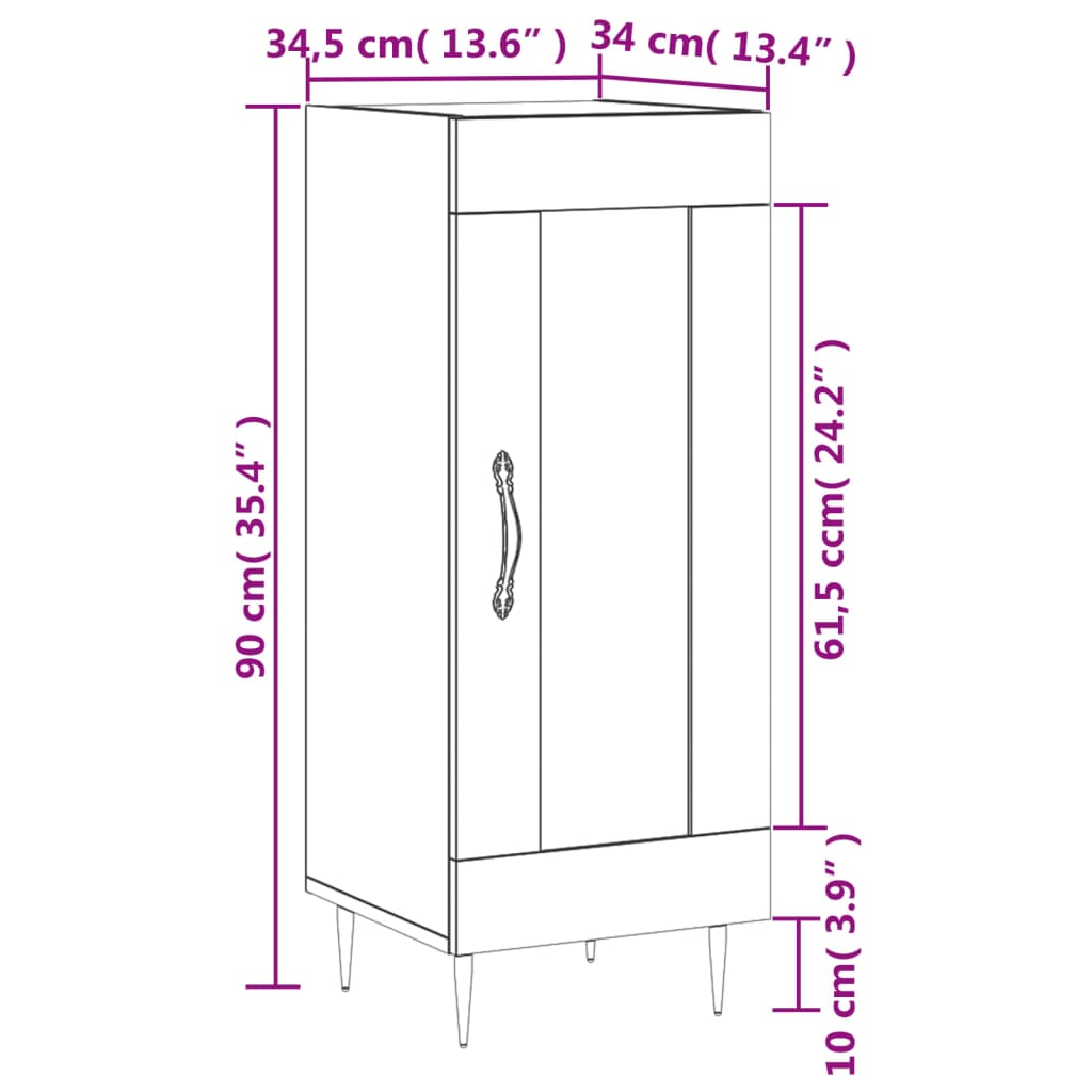 Komoda sjajna bijela 34,5 x 34 x 90 cm od konstruiranog drva